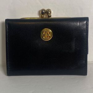 Bosca Full Grain Leather Wallet Black USA Made Kiss Lock Coin Purse